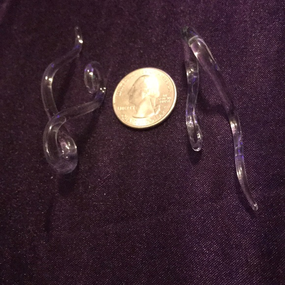 New handblown Swirly glass clear gauge  earrings - Picture 5 of 5